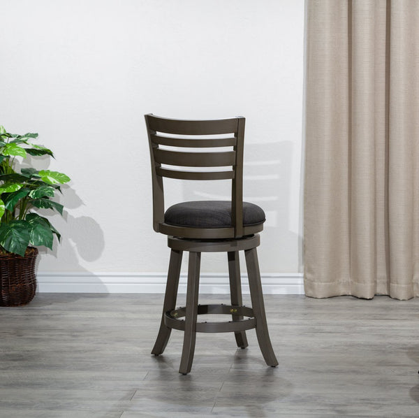 English Elm 24" Counter Height Swivel Stool In Weathered Gray With Charcoal Padded Seat For Modern Comfort B04660698