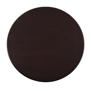 English Elm Espresso Round Dining Set Seats Four with Open Shelf Base and Faux Leather Side Chairs B01181169