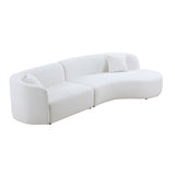 English Elm Luxury Modern Style Living Room Upholstery Curved Sofa With Chaise 2-Piece Set, Right Hand Facing Sectional, Boucle Couch, White