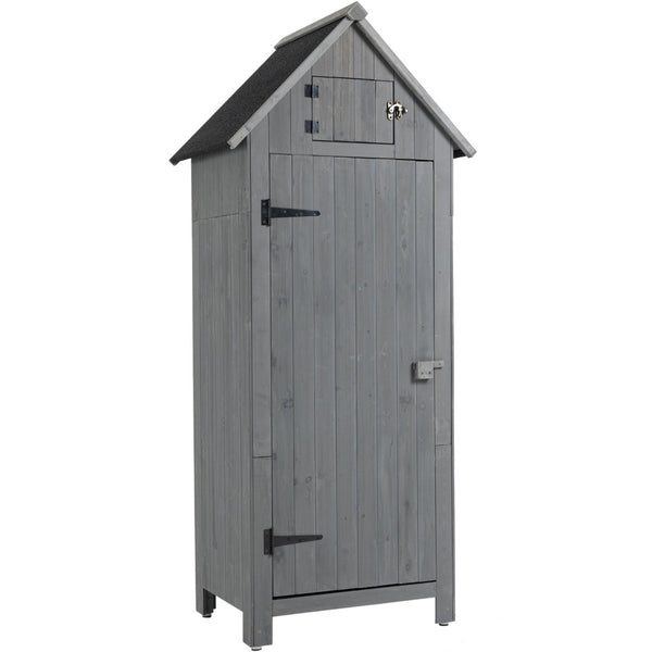 English Elm 30.3"l Solid Fir Outdoor Storage Shed with Barn Roof and Three Tool Compartments W1422P285895