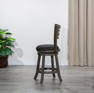English Elm 24" Counter Height Swivel Stool In Weathered Gray With Charcoal Padded Seat For Modern Comfort B04660698