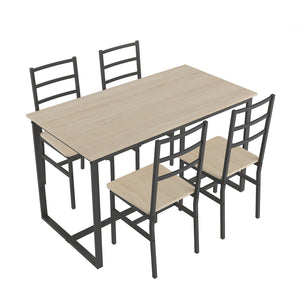 English Elm Five-piece industrial dining set with oak MDF top, heavy-duty metal frame, compact space-saving design Beige W57868874
