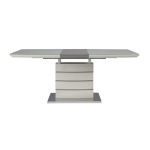 English Elm Contemporary Pedestal Dining Table Butterfly Leaf Gloss White Gray Taupe Urban B011S00280