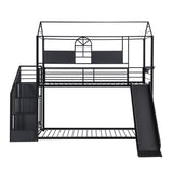 Hearth and Haven Metal Bunk Bed with Slide and Steps W1609S00001