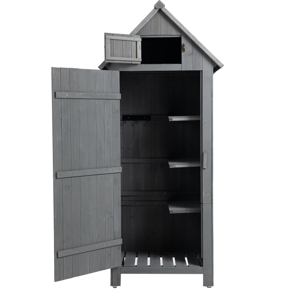 English Elm 30.3"l Solid Fir Outdoor Storage Shed with Barn Roof and Three Tool Compartments W1422P285895