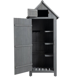English Elm 30.3"l Solid Fir Outdoor Storage Shed with Barn Roof and Three Tool Compartments W1422P285895