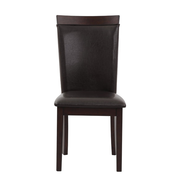 English Elm Espresso Round Dining Set Seats Four with Open Shelf Base and Faux Leather Side Chairs B01181169