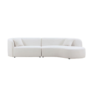 English Elm Luxury Boucle Curved Sectional Sofa with Chaise Right Facing Sculptural Modern Living W876S00086