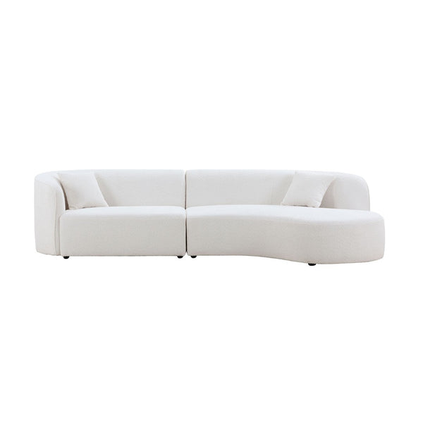 English Elm Luxury Boucle Curved Sectional Sofa with Chaise Right Facing Sculptural Modern Living W876S00086