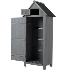 English Elm 30.3"l Solid Fir Outdoor Storage Shed with Barn Roof and Three Tool Compartments W1422P285895