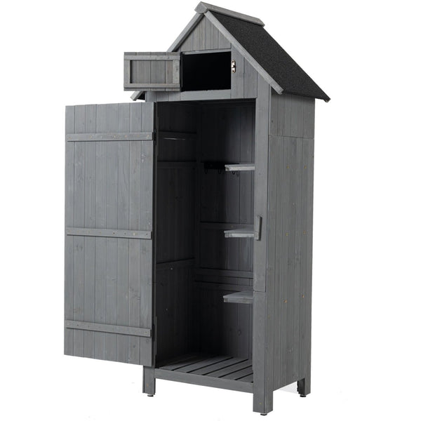 English Elm 30.3"l Solid Fir Outdoor Storage Shed with Barn Roof and Three Tool Compartments W1422P285895
