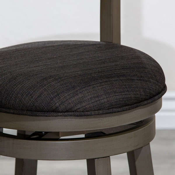 English Elm 24" Counter Height Swivel Stool In Weathered Gray With Charcoal Padded Seat For Modern Comfort B04660698