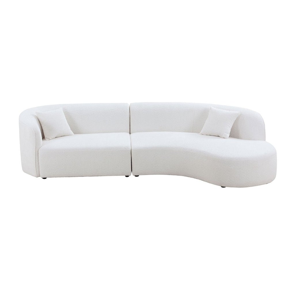 English Elm Luxury Boucle Curved Sectional Sofa with Chaise Right Facing Sculptural Modern Living W876S00086