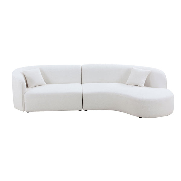 English Elm Luxury Boucle Curved Sectional Sofa with Chaise Right Facing Sculptural Modern Living W876S00086