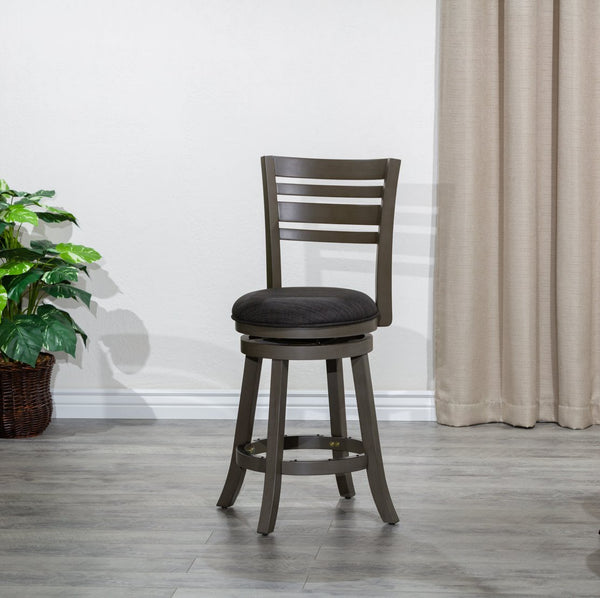 English Elm 24" Counter Height Swivel Stool In Weathered Gray With Charcoal Padded Seat For Modern Comfort B04660698