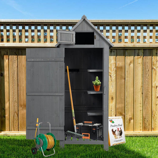 English Elm 30.3"l Solid Fir Outdoor Storage Shed with Barn Roof and Three Tool Compartments W1422P285895