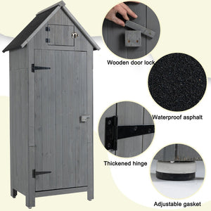 English Elm 30.3"l Solid Fir Outdoor Storage Shed with Barn Roof and Three Tool Compartments W1422P285895