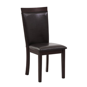 English Elm Espresso Round Dining Set Seats Four with Open Shelf Base and Faux Leather Side Chairs B01181169