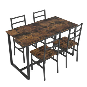 English Elm Five-piece industrial dining set with oak MDF top, heavy-duty metal frame, compact space-saving design Brown W57868875