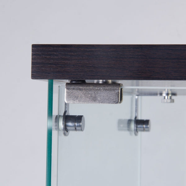 English Elm Led Display Cabinet With 4 Shelves & Security Lock - Elegant Black Glass Showcase With Led Lighting W1510S00012