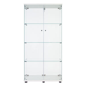 English Elm Two Door Glass Cabinet - Elegant Display Cabinet With 4 Shelves, Tempered Glass & Secure Design W1510S00011-GIGA