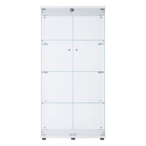 English Elm Two Door Glass Cabinet - Elegant Display Cabinet With 4 Shelves, Tempered Glass & Secure Design W1510S00011-GIGA