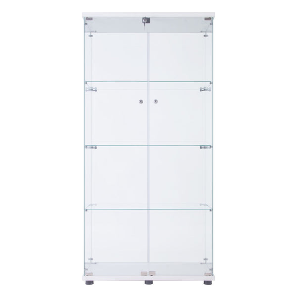 English Elm Two Door Glass Cabinet - Elegant Display Cabinet With 4 Shelves, Tempered Glass & Secure Design W1510S00011-GIGA