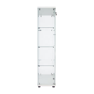 English Elm Led Strip Light Display Cabinet - Stylish Two-Door Glass Showcase With 4 Adjustable Shelves & Lock W1510S00013