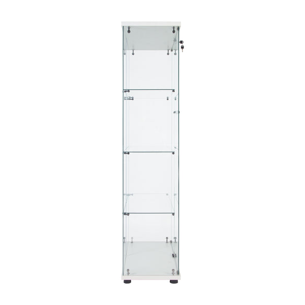 English Elm Led Strip Light Display Cabinet - Stylish Two-Door Glass Showcase With 4 Adjustable Shelves & Lock W1510S00013