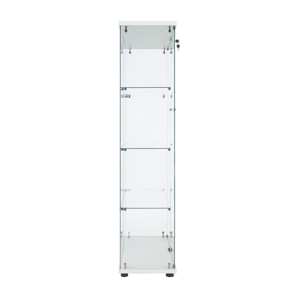 English Elm Two Door Glass Cabinet - Elegant Display Cabinet With 4 Shelves, Tempered Glass & Secure Design W1510S00011-GIGA