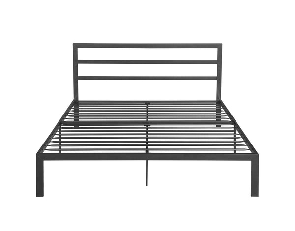 English Elm Queen Steel Platform Bed with Bold Headboard Industrial Modern Bedroom Frame W31181462