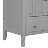 English Elm [Video] 36" Bathroom Vanity With Ceramic Basin, Bathroom Storage Cabinet With Two Doors and Drawers, Solid Frame, Metal Handles, Grey (Old Sku: Jl000003Aae)