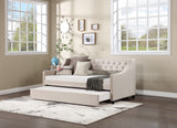 Upholstered Daybed With Trundle, Twin Size Frame, Beige Velvet