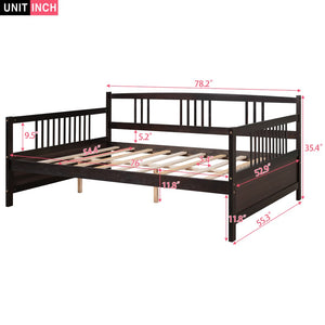 English Elm Full Size Espresso Daybed with Slat Support Sofa Style Frame for Guest Rooms WF295130AAP