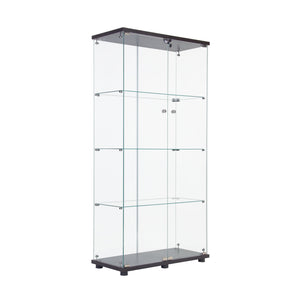 English Elm Led Display Cabinet With 4 Shelves & Security Lock - Elegant Black Glass Showcase With Led Lighting W1510S00012