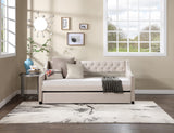 English Elm Upholstered Daybed With Trundle, Twin Size Frame, Beige Velvet