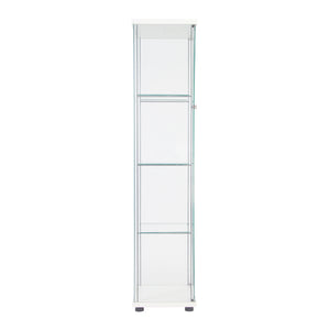 English Elm One sleek glass display cabinet with one door and 4 adjustable shelves for showcasing décor and collectibles White W151064125