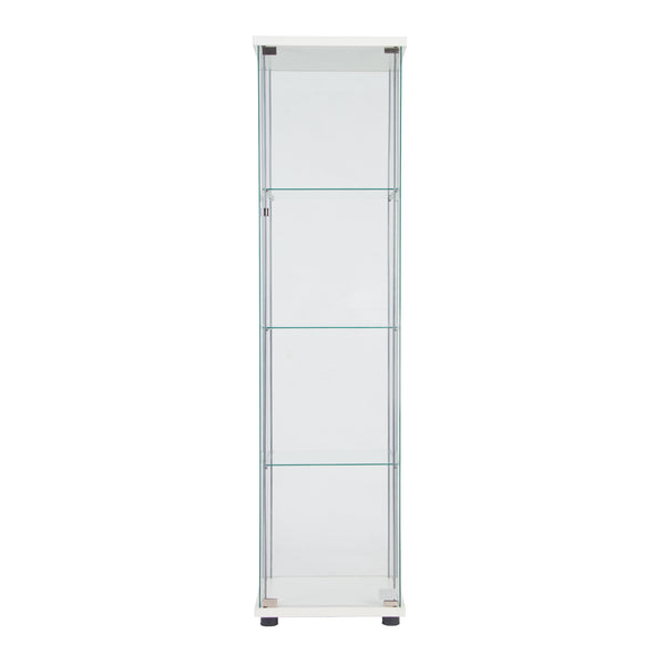 English Elm One sleek glass display cabinet with one door and 4 adjustable shelves for showcasing décor and collectibles White W151064125