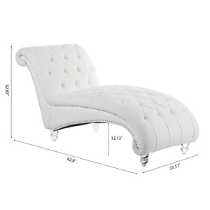 English Elm Tufted Velvet Armless Chaise Lounge with Acrylic Legs for Bedroom or Reading Nook W68056671