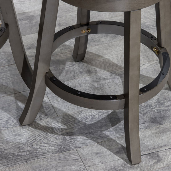 English Elm 24" Stylish Counter Height Swivel Stool With Beige Fabric Seat & Weathered Gray Finish, Perfect For Dining B04660696