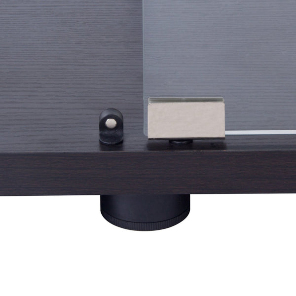 English Elm Led Display Cabinet With 4 Shelves & Security Lock - Elegant Black Glass Showcase With Led Lighting W1510S00012