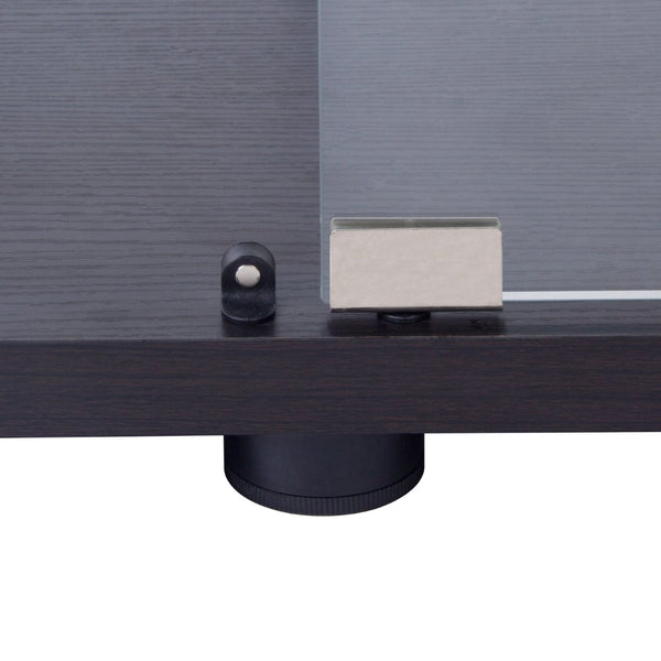 English Elm Two Door Glass Cabinet - Elegant Display Case With 4 Shelves, Black Finish For Collectibles & Decor W1510S00010-GIGA