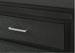 English Elm 1pc Modern Glam Nightstand Black Finish Solid Wood Two Drawers Crystal Button Tufted Accent 21.7" B01181413