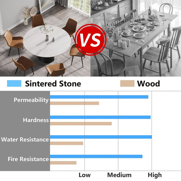 English Elm 59.05" Round Sintered Stone Dining Table with Lazy Susan Iron Base Seats 8 W1535S00624