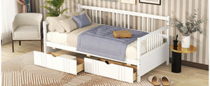 English Elm Twin Pine Wood Daybed with Storage Drawers for Guest or Kids Room Decor WF295029AAK
