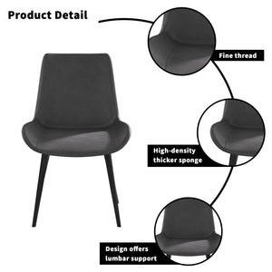 English Elm Modern Dining Chair with Faux Leather Upholstery, Water‑Resistant Stain‑Resistant Seat, Metal Legs Black+ Gray W153567956