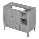 English Elm 36" Bathroom Vanity Base Only, Solid Wood Frame and Mdf Boards, Grey