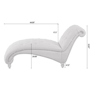 English Elm Tufted Velvet Armless Chaise Lounge with Acrylic Legs for Bedroom or Reading Nook W68056671