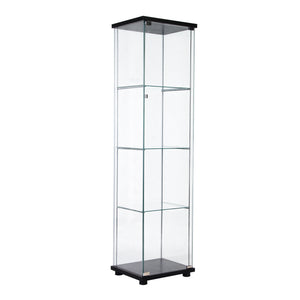 English Elm One sleek glass display cabinet with one door and 4 adjustable shelves for showcasing décor and collectibles Black W151064124