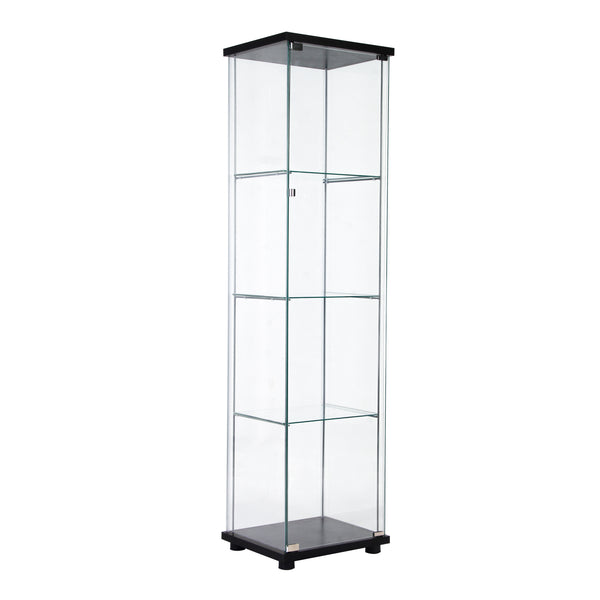 English Elm One sleek glass display cabinet with one door and 4 adjustable shelves for showcasing décor and collectibles Black W151064124